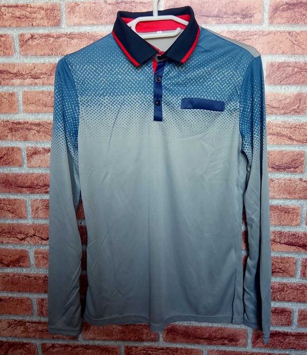 Szaro Niebieska bluzka z długim rękawem Longsleeve rozm. S