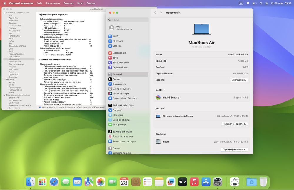 MacBook Air 15 M3  8/256 Midnight (MRYU3) 2024 Гарантія Магазин+обмін