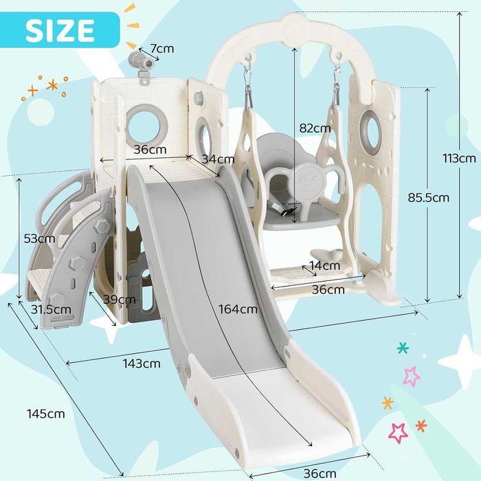 Nowa zjeżdżalnia / plac zabaw / huśtawka / 5w1 / dla dzieci / W60!