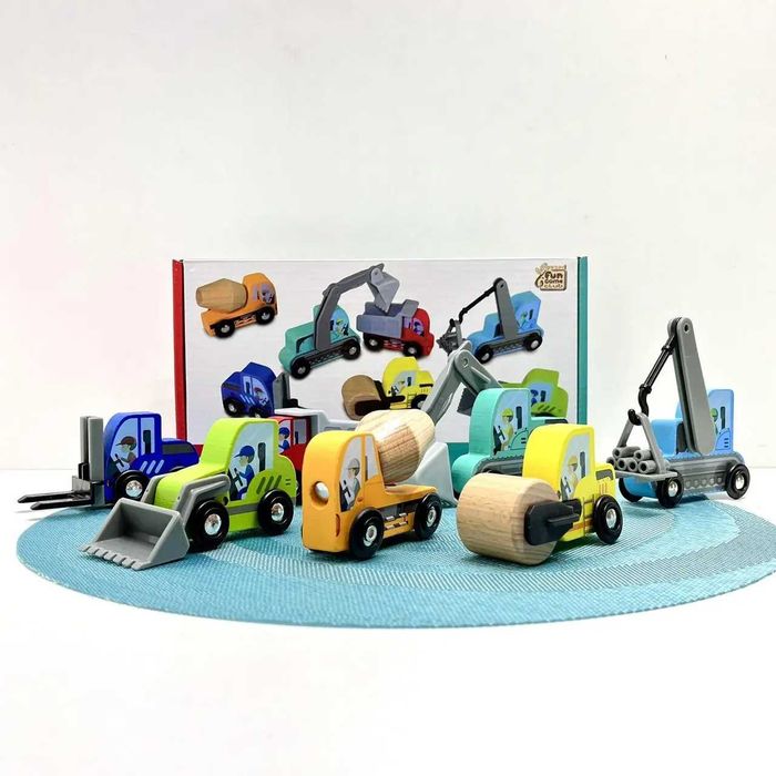 Будівельні машинки 4FUN Game Club Wood 7шт дерев'яні (76523) Розд/Дроп