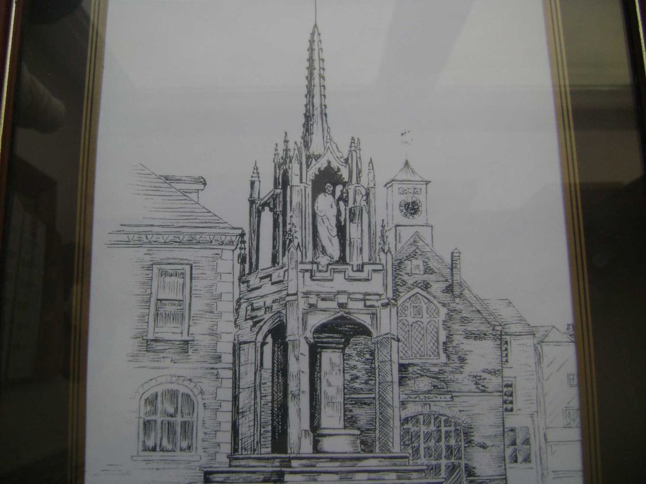 Starocie z PRL - Grafika R. J. Carter = Obraz pod szkłem 32 cm x 28 cm