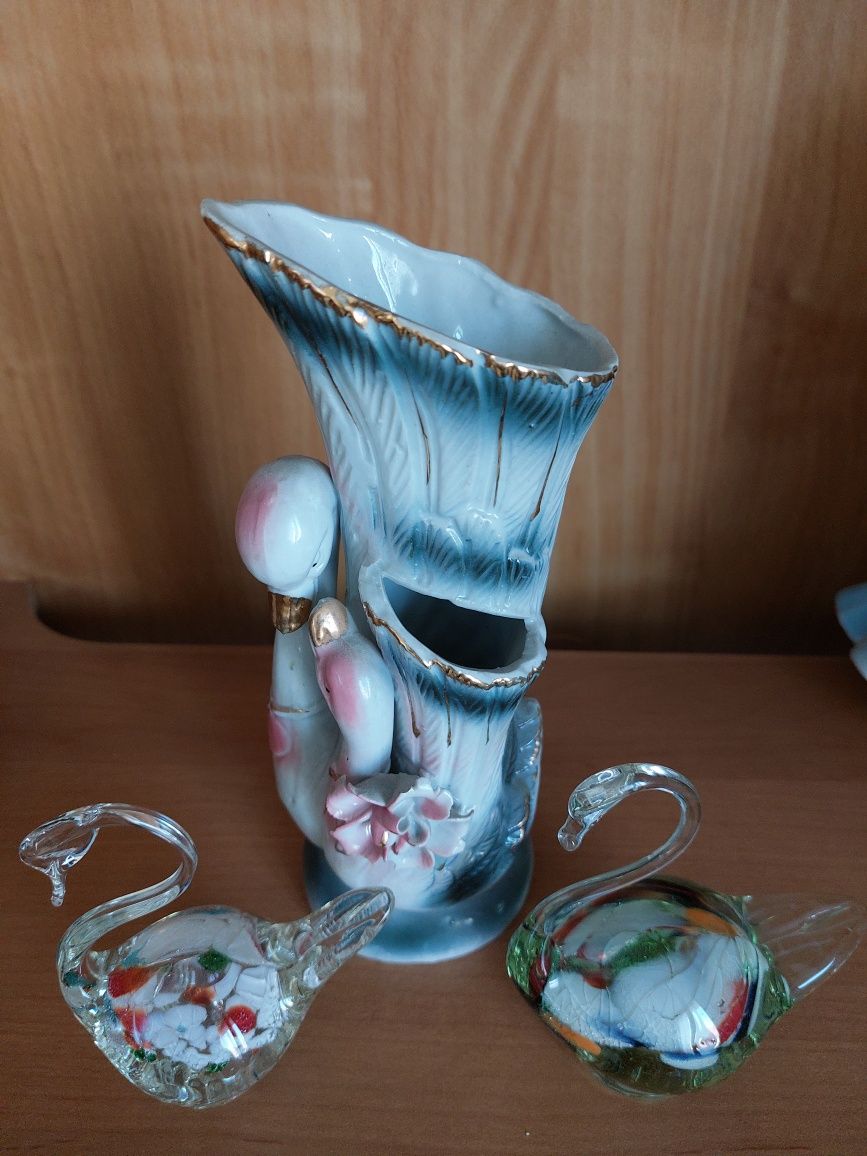 Wazon gratis  figurki szkło porcelana łabędzie