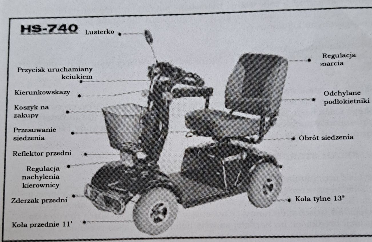 Elektryczny skuter HS-740 dla osób starszych lub niepełnosprawnych