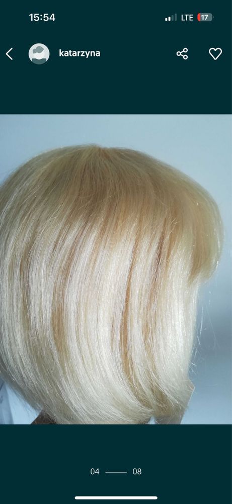 Peruka naturalna krotki bob blond