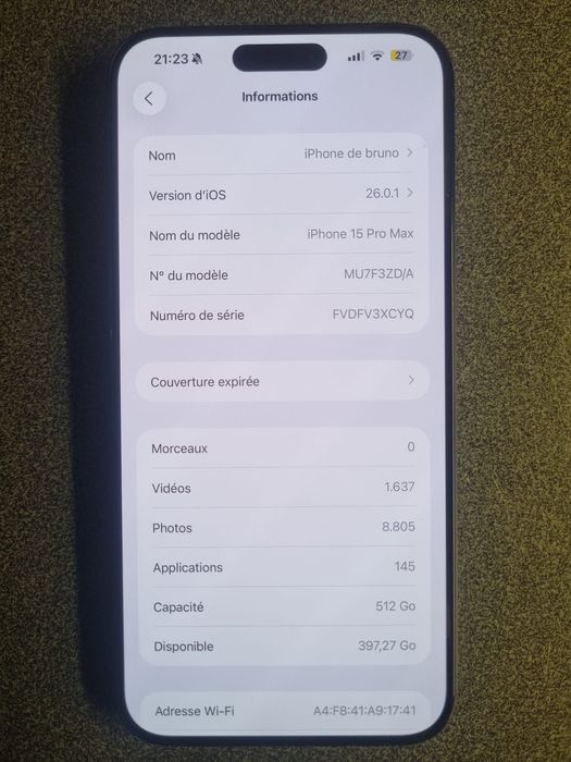 iPhone 15 pro Max 512 azul titanium