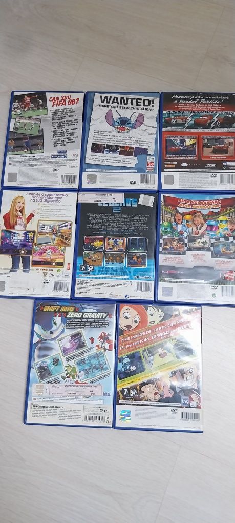 Lote 7 jogos PS2 (completos) – Stitch, Cars, Kim Possible, Sonic, etc.