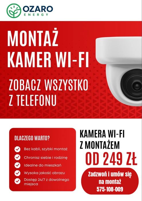 Kamery Wifi z montażem juz od 250zł ! Podgląd na telefon itd