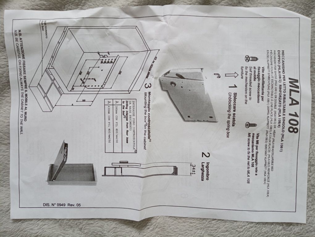 Podnośnik do łóżka pionowego/poziomego abro MLA 108