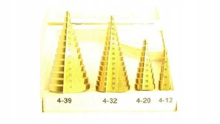 Wiertła stożkowe stopniowane 4mm - 39mm Kpl 4szt