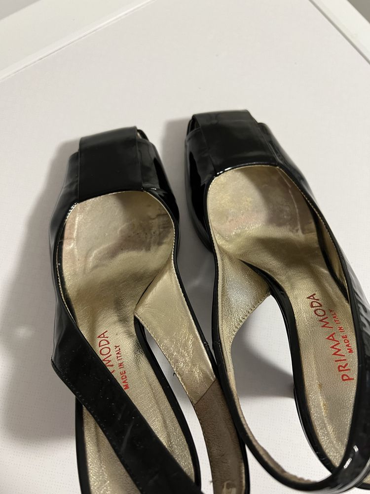 Skórzane lakierowane czółenka Prima Moda roz. 37.5