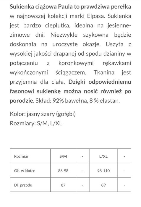 Sukienka ciążowa nowa z metką l/xl , impreza sylwester, koronka