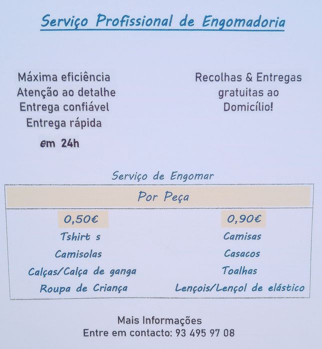 Serviço de Engomadoria ao Domicílio responsável e de confiança