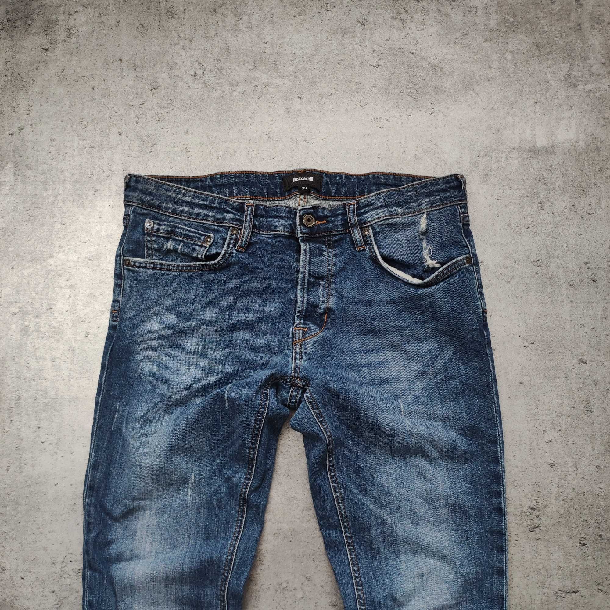 MĘSKIE Luxury PREMIUM Spodnie Slim Jeansy Przetarcia Roberto Cavalli
