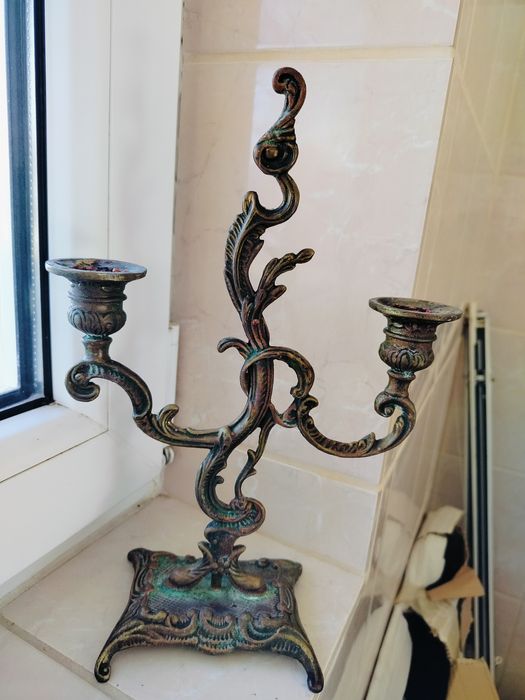 Mosiężny secesyjny świecznik...