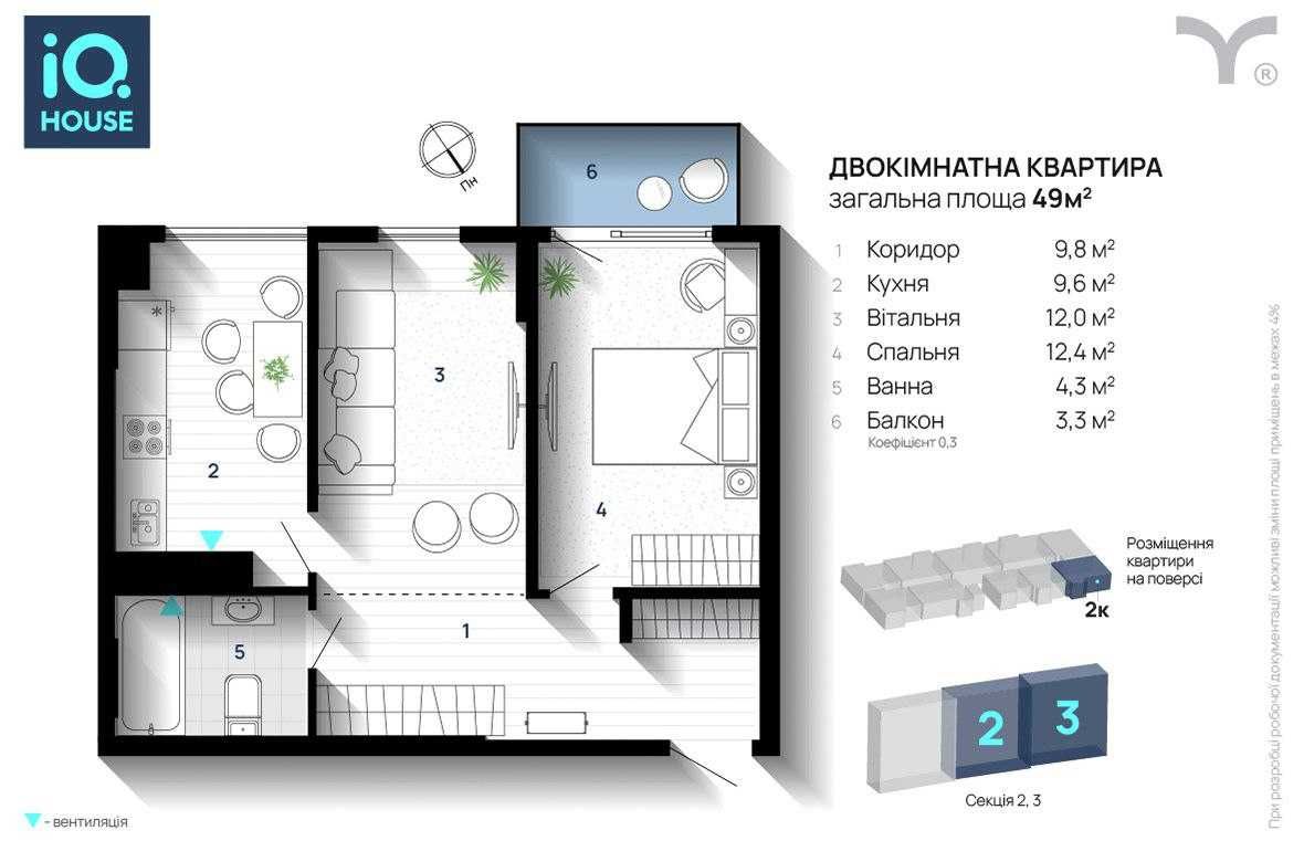 Двокімнатна квартира в ЖК IQ House_M