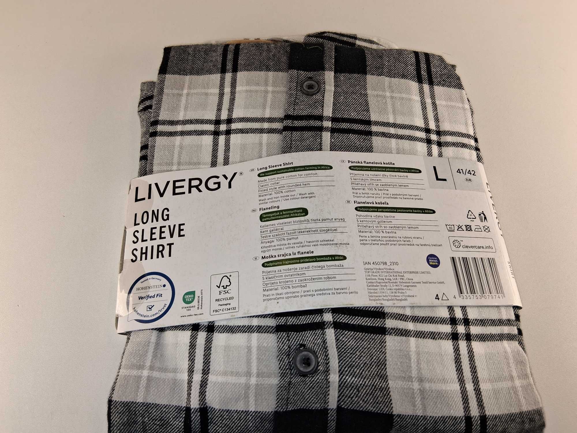 A240 LIVERGY Męska Koszula Flanelowa Długi Rękaw Kratka L 41/42