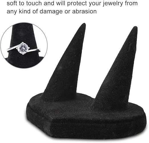 Ekspozytor, stojak podwójny na pierścionki w kształcie serca aksamitny