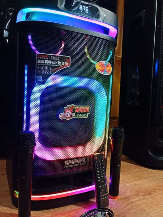 Караоке акустика Temeisheng-10(блютуз, microSD, USB,FM) ПультДУ, 2микр