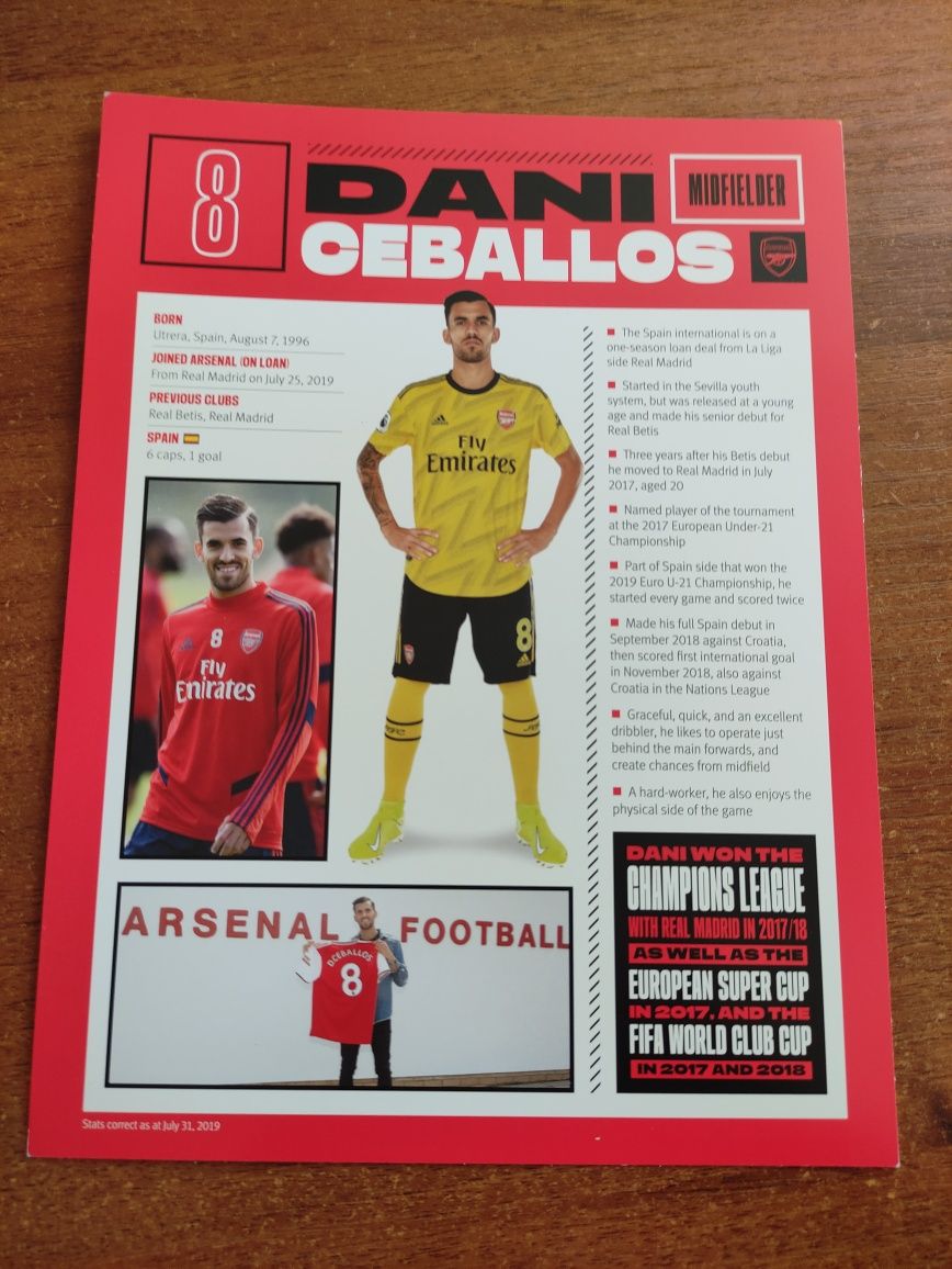 Autograf, podpis, nadruk Dani Ceballos Arsenal Piłka Nożna Sport