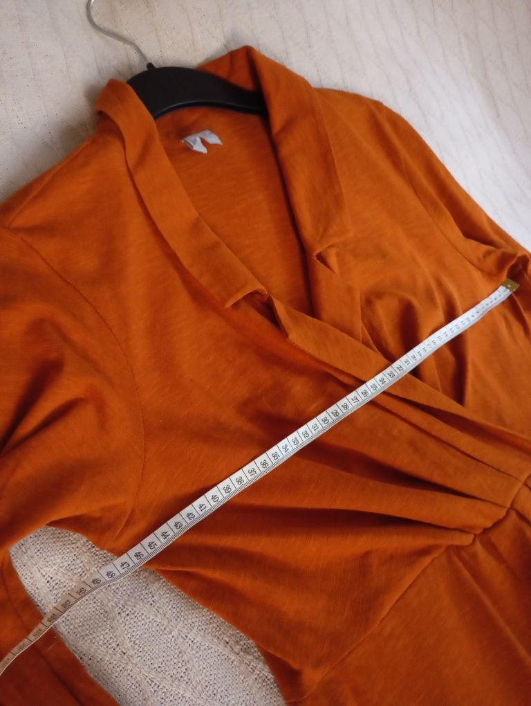 ASOS 40r efektowna pomarańczowa długa sukienka midi dopasowana