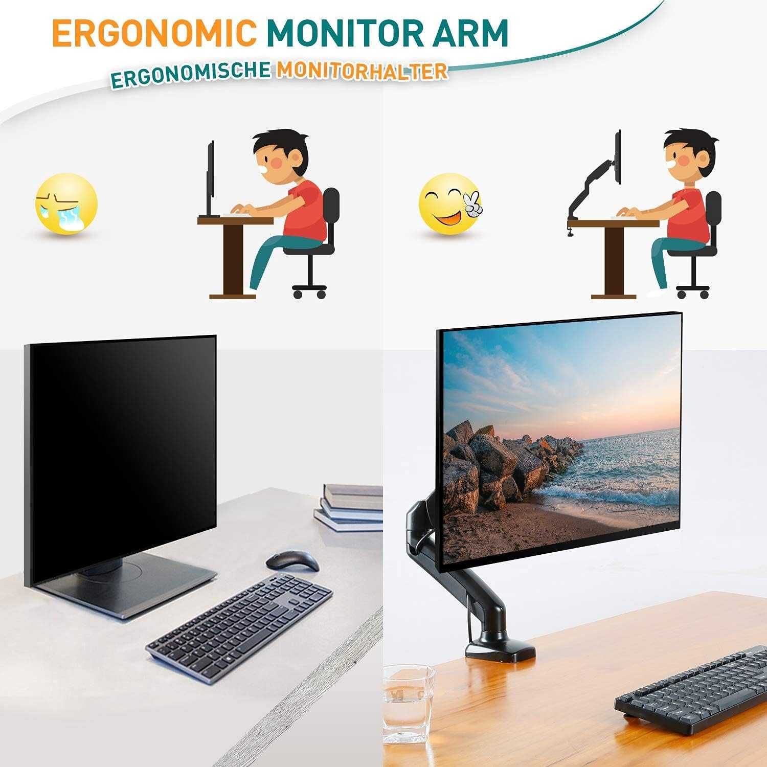 Uchwyt biurkowy do monitora 13" do 34 do 9kg ELIVED