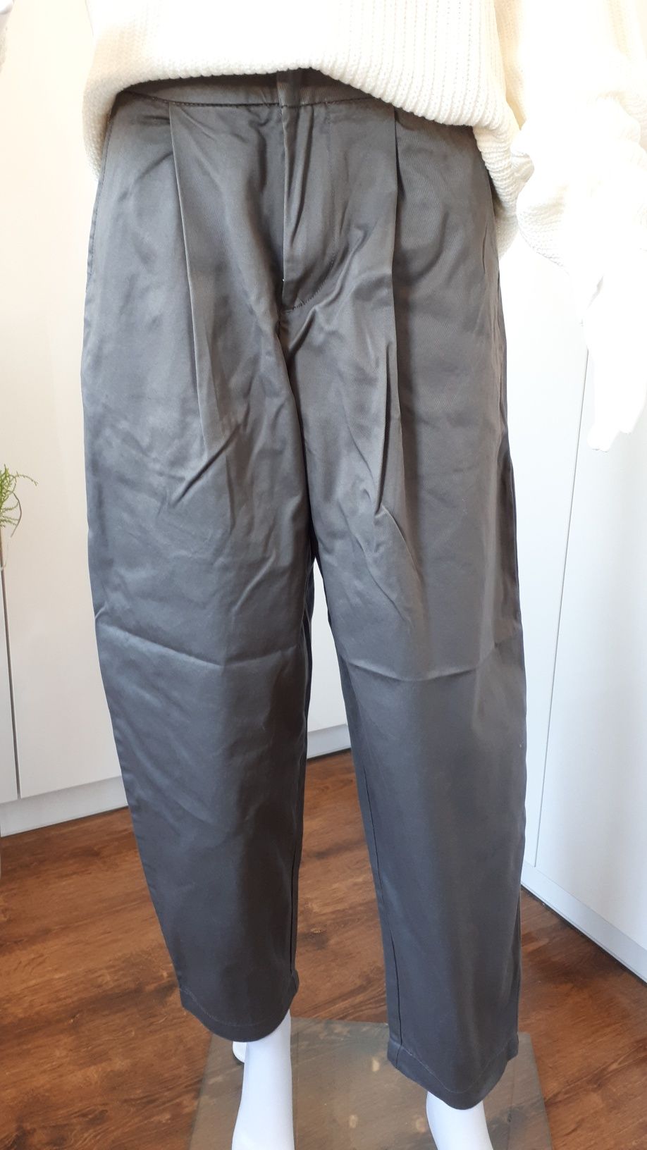 Spodnie damskie relaxed high waist szare W27/34