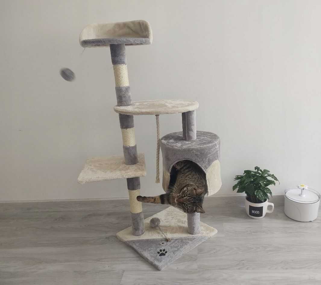 NOWY Drapak Dla Kota Wieża Drzewko Legowisko Domek 5 Poziomowy 112 cm