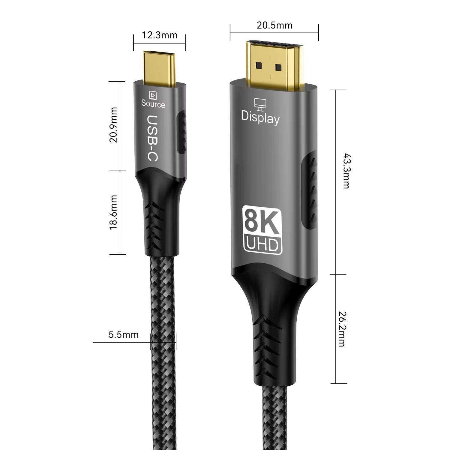 USB C to HDMI 2.1 Cable 2м 8K60Hz,4K60Hz