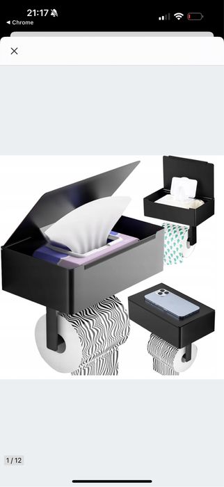 Uchwyt na papier toaletowy z pojemnikiem