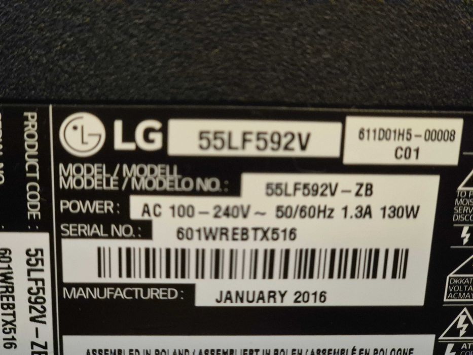 Lg 55LF59V Na części matryca płyta główna i zasilająca sprawna .