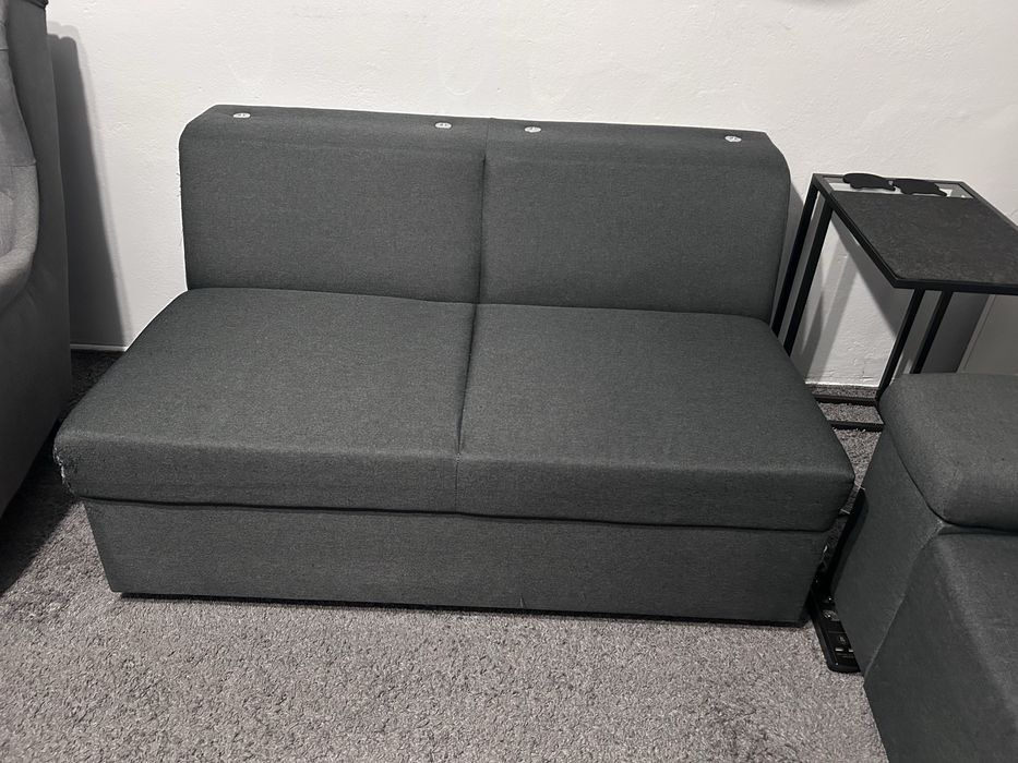 Jysk narożnik SAHL ciemnoszary z funkcja spania ze skrzynką + kanapa