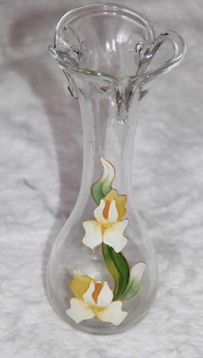 Malowany wazon szklany kwiatki duka