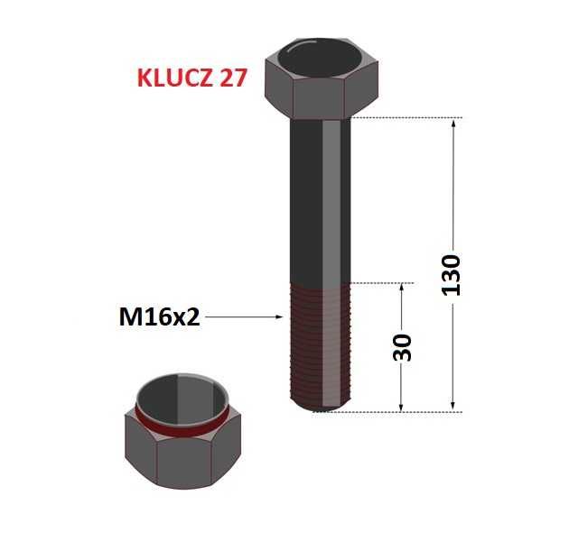Śruba do mulczerów 16x130-27 do kosiarek bijakowych