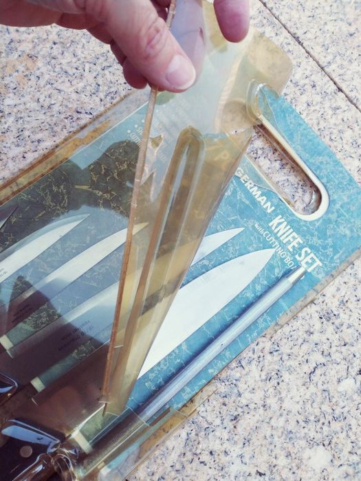 Conjunto de 5 facas, 1 afiador em aço 18/10,  tábua de corte Rostfrei