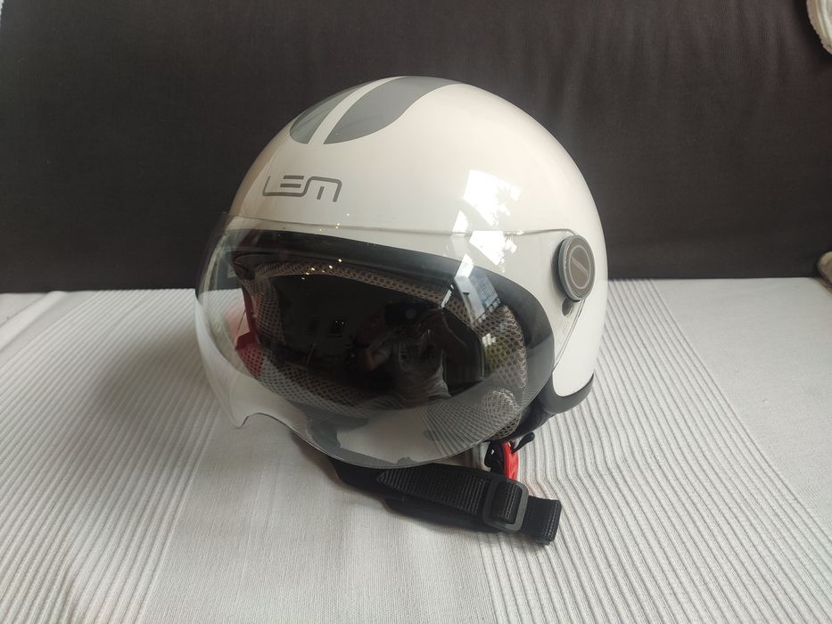 Kask LEM Roger biały srebrny r. 59 cm na skuter piaggio vespa L XL