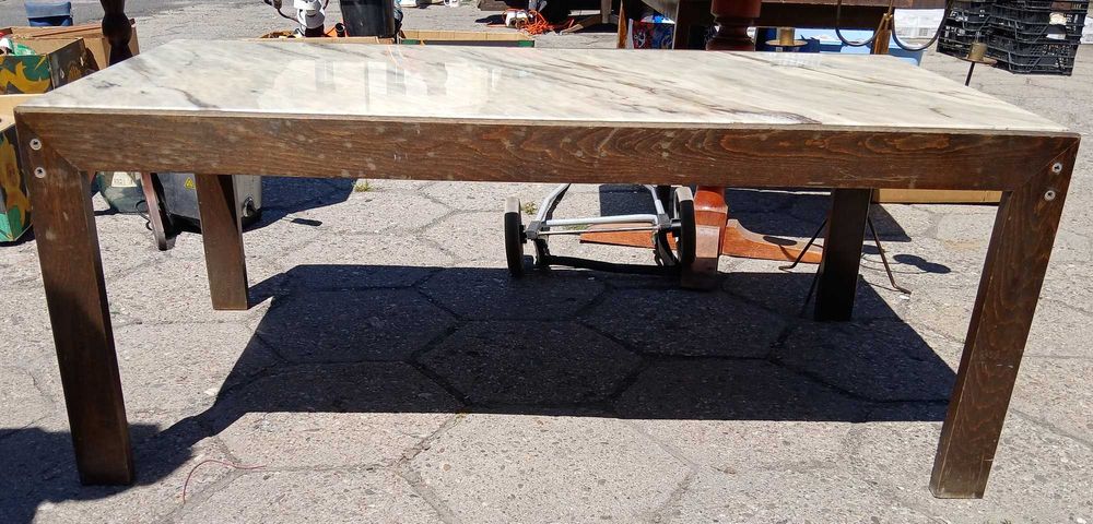 Drewniana ława stół marmurowy blat (bardzo ciężki)