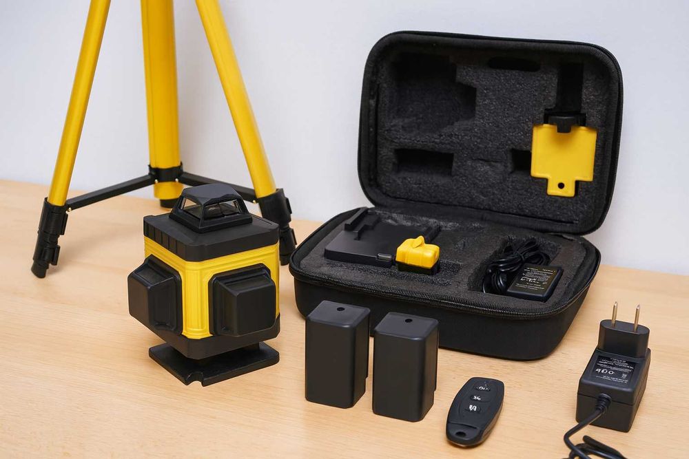 NOWA Poziomnica Laserowa Krzyżowa 4D 16 Linii Zestaw 10w1 + Statyw