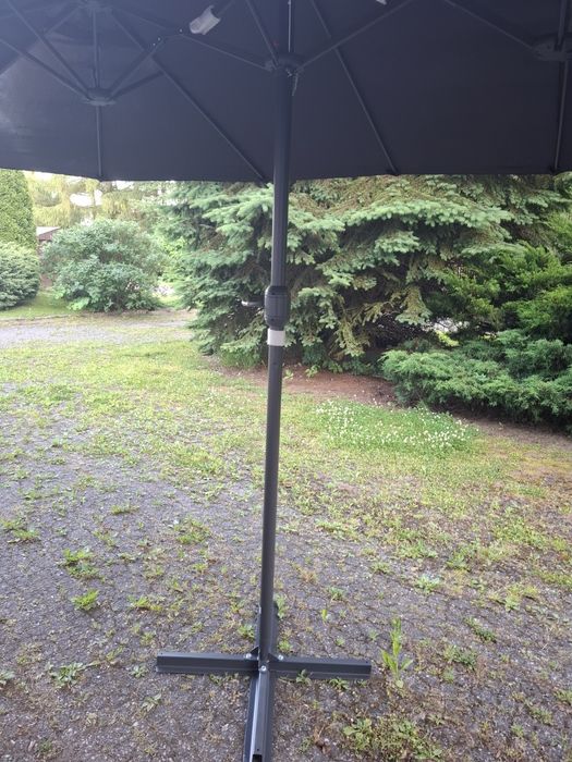 vidaXL Podwójny parasol ogrodowy, czarny, 449x245 cm
