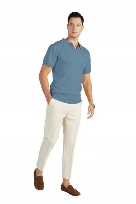 Męska koszulka Polo Błękitna bardzo wygodna i elastyczna Rozmiar XXXL