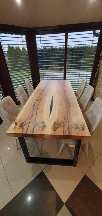 Stół drewniany z żywicą dostawka lub stolik do kawy, ławy. OD RĘKI