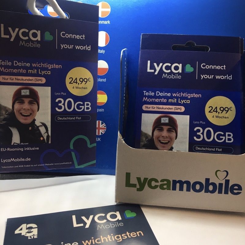 Lycamobile De +49 Niemcy Starter Karta 30GB Lyca Plus 15GB UE Roaming
