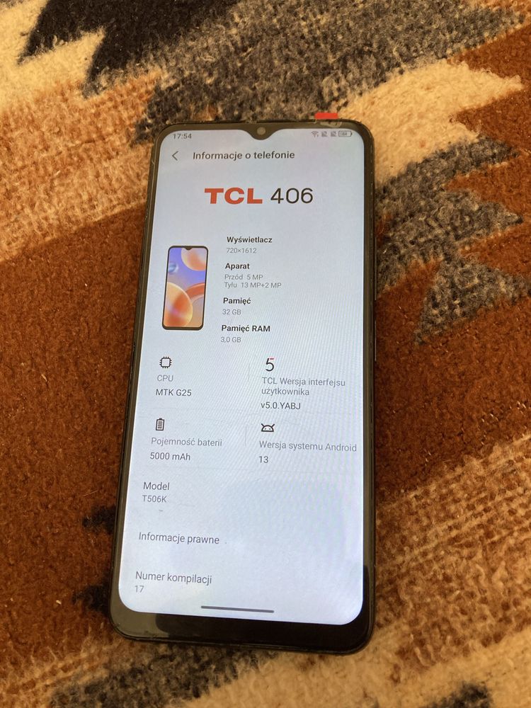 Smartfon Tcl 406 t506k– czarny – 32gb – Stan jak nowy