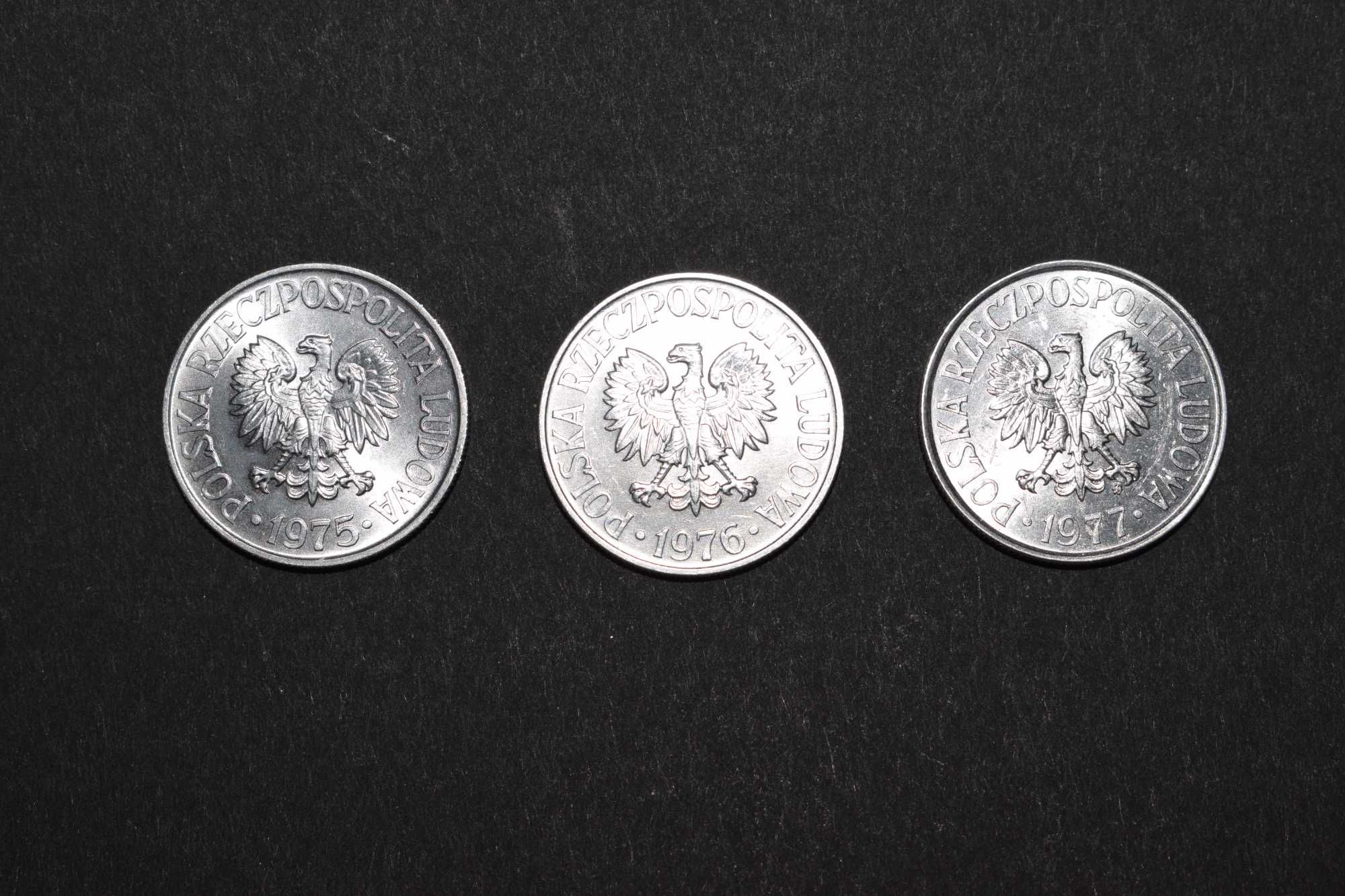 Zestaw monet 50 groszy 1975, 1976, 1977 rok.
