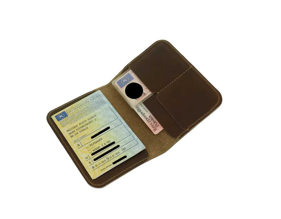 Skórzanane etui na dowód rejestracyjny skórzana okładka czerwona