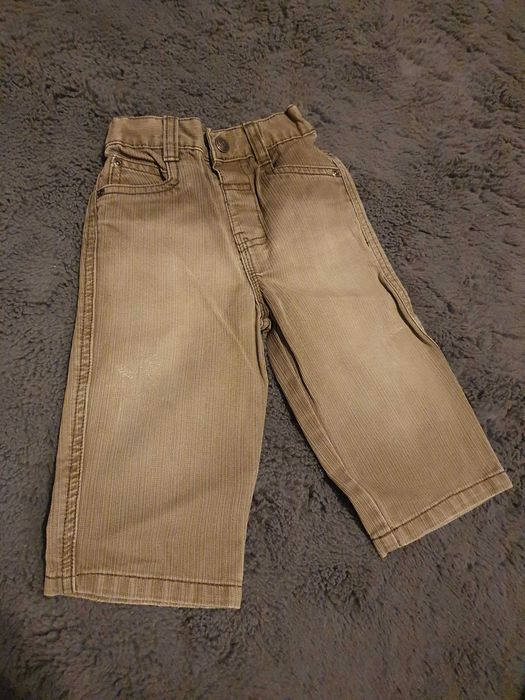 Spodenki oliwkowy jeans Next r. 80cm