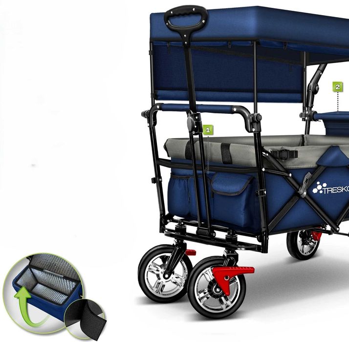 Wózek ręczny składany kempingowy 80kg dach torba chłodząca pasy