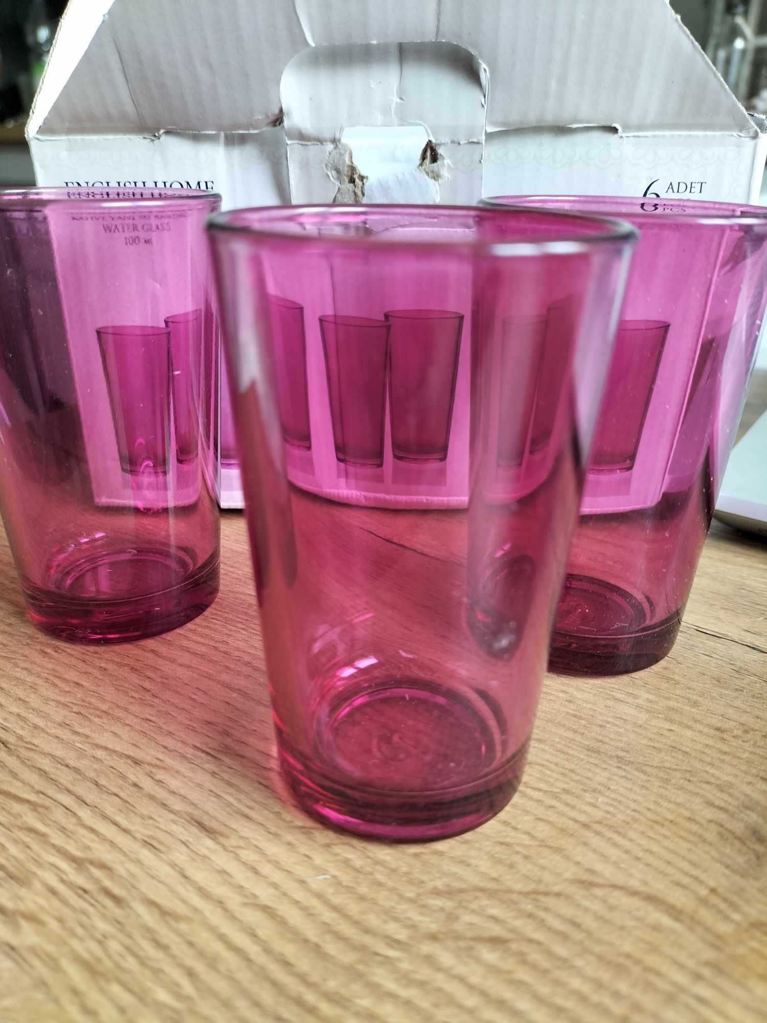 6 fioletowych szklaneczek do wody 100 ml