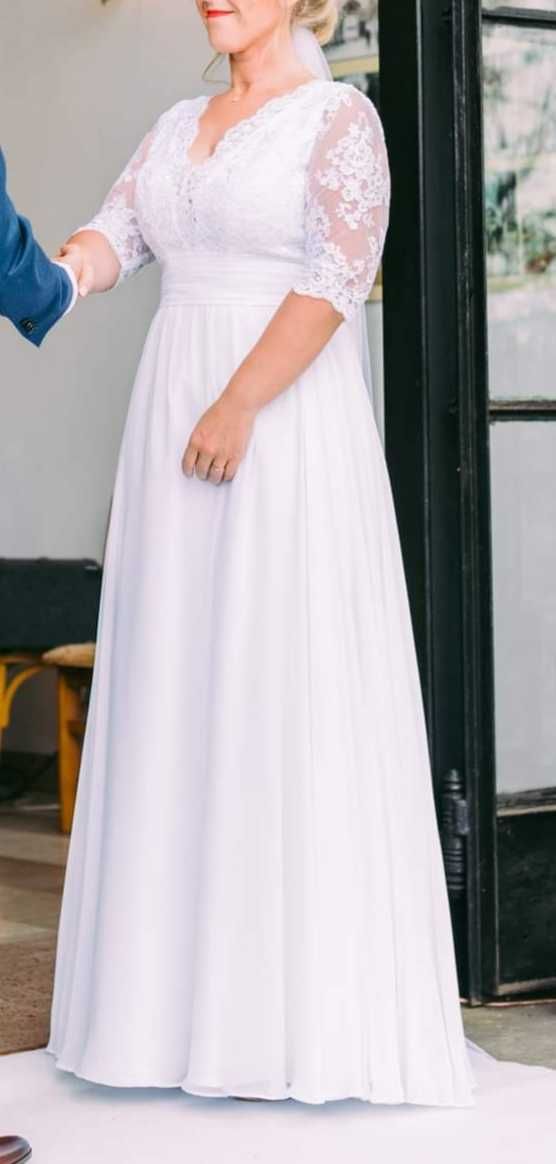 Suknia ślubna roz.38 40 koronka muślin Romantyczna Biała