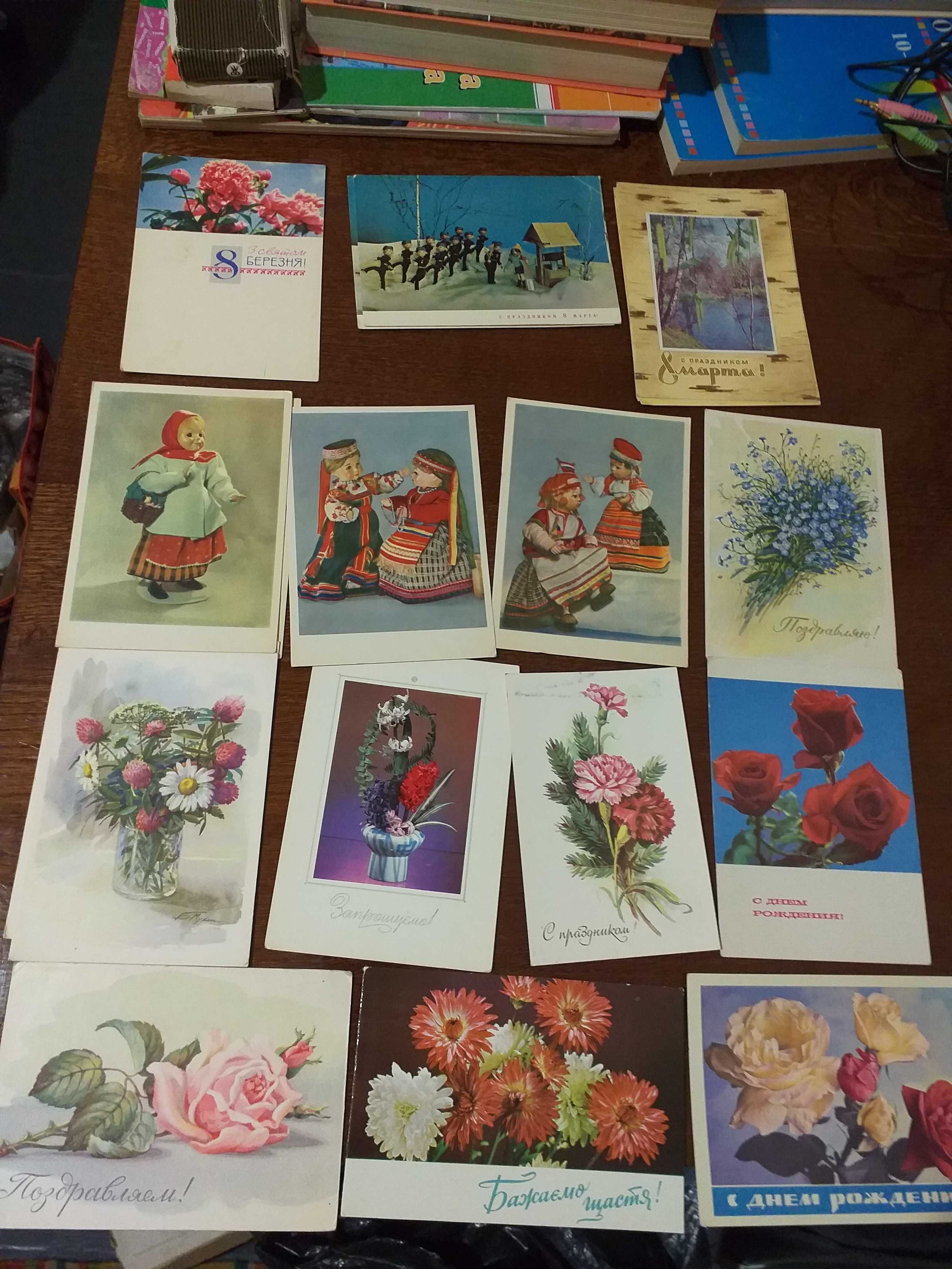 Почтовые открытки , 100+,  карточки, СССР, 30-70-х годов.