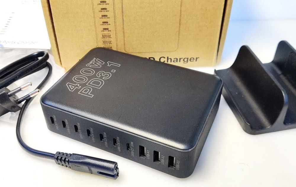 мощное GaN-3 зарядное устройство 400Вт Type-C PD3.1 140W 10-Ports